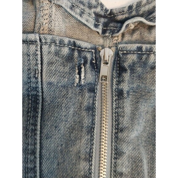 Pretty Little Thing Denim Corset Top Sz 2 Blue Stonewashed Distressed Full Zip - Picture 5 of 10